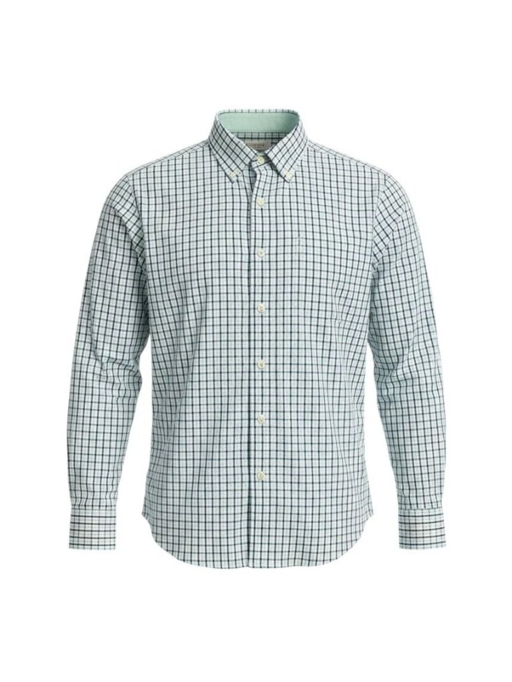 Izod Mens Green & Blue Plaid Long Sleeve Button-Down Shirt M